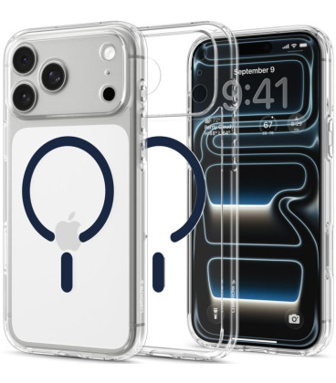 Skaidrus (mėlynas) dėklas Apple iPhone 17 Pro Max / 18 Pro Max telefonui "Spigen Ultra Hybrid Magsafe"