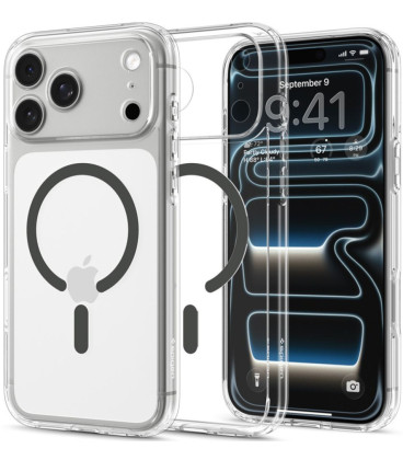 Skaidrus (pilkas) dėklas Apple iPhone 17 Pro Max / 18 Pro Max telefonui "Spigen Ultra Hybrid Magsafe"