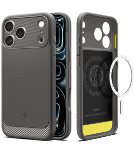 Pilkas dėklas Apple iPhone 17 Pro / 18 Pro telefonui "Spigen Rugged Armor Magsafe"