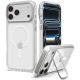 Skaidrus (sidabrinės spalvos) dėklas Apple iPhone 17 Pro / 18 Pro telefonui "Spigen Ultra Hybrid Optik S Magsafe"