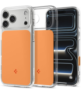 Oranžinis / skaidrus dėklas Apple iPhone 17 Pro / 18 Pro telefonui "Spigen Ultra Hybrid T Magsafe"