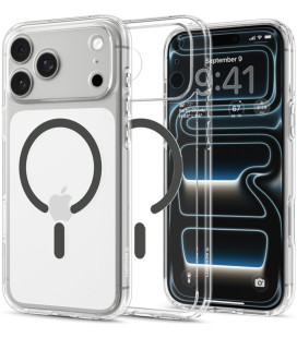 Skaidrus (pilkas) dėklas Apple iPhone 17 Pro / 18 Pro telefonui "Spigen Ultra Hybrid Magsafe"