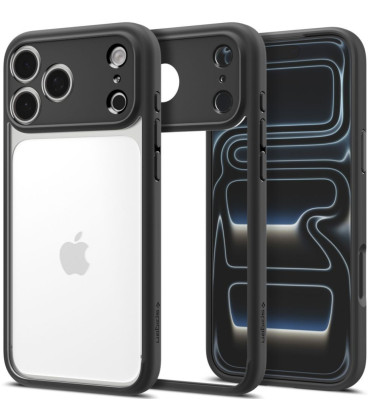 Juodas / skaidrus dėklas Apple iPhone 17 Pro / 18 Pro telefonui "Spigen Ultra Hybrid"