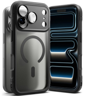Matinis juodas dėklas Apple iPhone 17 Pro / 18 Pro telefonui "Ringke Fusion Bold Magnetic Magsafe"