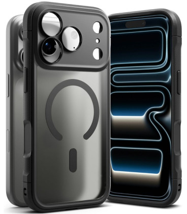 Matinis juodas dėklas Apple iPhone 17 Pro / 18 Pro telefonui "Ringke Fusion Bold Magnetic Magsafe"