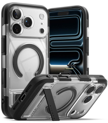 Juodas / skaidrus dėklas Apple iPhone 17 Pro / 18 Pro telefonui "Ringke UX Magnetic Magsafe"