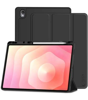 Juodas atverčiamas dėklas Samsung Galaxy Tab S12 Plus 12.4 planšetei "Tech-Protect SC Pen"