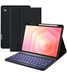 Juodas atverčiamas dėklas + klaviatūra Samsung Galaxy Tab S12 Plus planšetei "Tech-Protect SC + Keyboard"