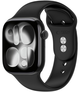Juoda apyrankė Apple Watch 8 / 9 / 10 / 11 / 12 / SE / Ultra (44 / 45 / 46 / 49 mm) laikrodžiui "Tech-Protect Silicone"