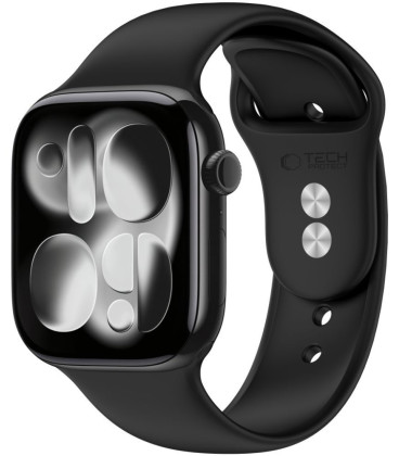 Juoda apyrankė Apple Watch 8 / 9 / 10 / 11 / 12 / SE / Ultra (44 / 45 / 46 / 49 mm) laikrodžiui "Tech-Protect Silicone"