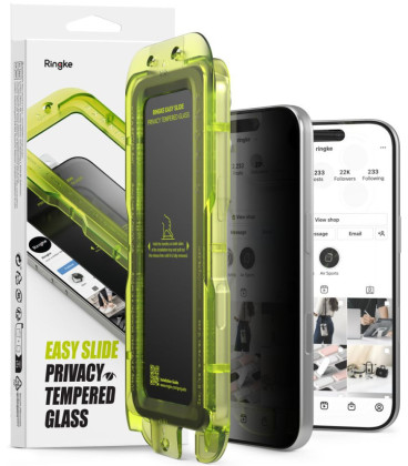 (Privacy) apsauginis grūdintas stiklas Apple iPhone 18 Pro telefonui "Ringke Easy Slide 2-Pack"