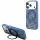 Mėlynas dėklas Apple iPhone 18 Pro Max telefonui "Guess PU 4G Ring Stand MagSafe Case"