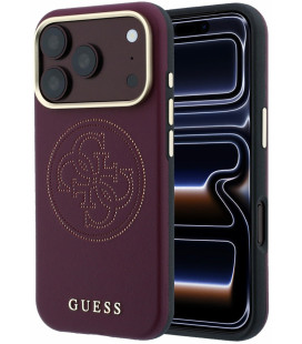 Raudonas dėklas Apple iPhone 18 Pro Max telefonui "Guess PU Semi Wrap Perforated 4G Logo MagSafe Case"