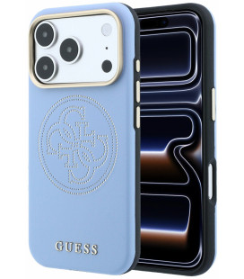 Mėlynas dėklas Apple iPhone 18 Pro Max telefonui "Guess PU Semi Wrap Perforated 4G Logo MagSafe Case"
