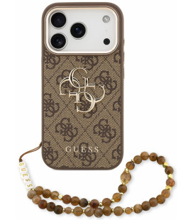Rudas dėklas Apple iPhone 18 Pro telefonui "Guess PU 4G Metal Logo Strap Case"
