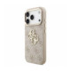 Rožinis dėklas Apple iPhone 18 Pro telefonui "Guess PU 4G Metal Logo Strap Case"