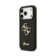 Juodas dėklas Apple iPhone 18 Pro telefonui "Guess PU Fixed Glitter 4G Metal Logo Case"