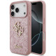 Rožinis dėklas Apple iPhone 18 Pro telefonui "Guess PU Fixed Glitter 4G Metal Logo Case"