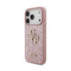 Rožinis dėklas Apple iPhone 18 Pro telefonui "Guess PU Fixed Glitter 4G Metal Logo Case"