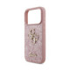 Rožinis dėklas Apple iPhone 18 Pro telefonui "Guess PU Fixed Glitter 4G Metal Logo Case"