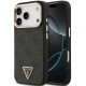 Juodas dėklas Apple iPhone 18 Pro telefonui "Guess PU Leather 4G Strass Triangle Logo Gold Frame MagSafe Case"
