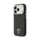 Juodas dėklas Apple iPhone 18 Pro telefonui "Guess PU Leather 4G Strass Triangle Logo Gold Frame MagSafe Case"