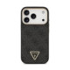 Juodas dėklas Apple iPhone 18 Pro telefonui "Guess PU Leather 4G Strass Triangle Logo Gold Frame MagSafe Case"