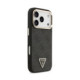 Juodas dėklas Apple iPhone 18 Pro telefonui "Guess PU Leather 4G Strass Triangle Logo Gold Frame MagSafe Case"