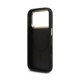 Juodas dėklas Apple iPhone 18 Pro telefonui "Guess PU Leather 4G Strass Triangle Logo Gold Frame MagSafe Case"