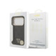 Juodas dėklas Apple iPhone 18 Pro telefonui "Guess PU Leather 4G Strass Triangle Logo Gold Frame MagSafe Case"