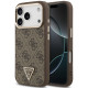 Rudas dėklas Apple iPhone 18 Pro telefonui "Guess PU Leather 4G Strass Triangle Logo Gold Frame MagSafe Case"
