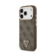 Rudas dėklas Apple iPhone 18 Pro telefonui "Guess PU Leather 4G Strass Triangle Logo Gold Frame MagSafe Case"
