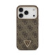 Rudas dėklas Apple iPhone 18 Pro telefonui "Guess PU Leather 4G Strass Triangle Logo Gold Frame MagSafe Case"