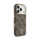 Rudas dėklas Apple iPhone 18 Pro telefonui "Guess PU Leather 4G Strass Triangle Logo Gold Frame MagSafe Case"