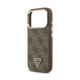 Rudas dėklas Apple iPhone 18 Pro telefonui "Guess PU Leather 4G Strass Triangle Logo Gold Frame MagSafe Case"