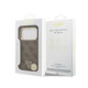 Rudas dėklas Apple iPhone 18 Pro telefonui "Guess PU Leather 4G Strass Triangle Logo Gold Frame MagSafe Case"