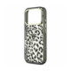 Juodas dėklas Apple iPhone 18 Pro telefonui "Guess IML Glitter Leopard Triangle Logo MagSafe Case"
