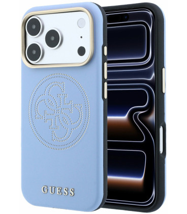 Mėlynas dėklas Apple iPhone 18 Pro telefonui "Guess PU Semi Wrap Perforated 4G Logo MagSafe Case"