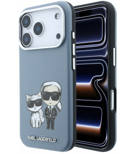 Mėlynas dėklas Apple iPhone 18 Pro Max telefonui "Karl Lagerfeld PU Semi Wrap Smooth Sketch Bodies Magsafe Case"