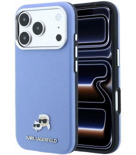 Mėlynas dėklas Apple iPhone 18 Pro Max telefonui "Karl Lagerfeld PU Grained Semi Wrap K&CH Heads Magsafe Case"