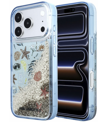 Mėlynas dėklas Apple iPhone 18 Pro Max telefonui "Karl Lagerfeld Liquid Glitter Beach Case"
