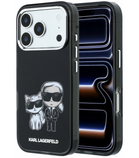 Juodas dėklas Apple iPhone 18 Pro telefonui "Karl Lagerfeld PU Semi Wrap Smooth Sketch Bodies Magsafe Case"