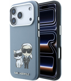 Mėlynas dėklas Apple iPhone 18 Pro telefonui "Karl Lagerfeld PU Semi Wrap Smooth Sketch Bodies Magsafe Case"