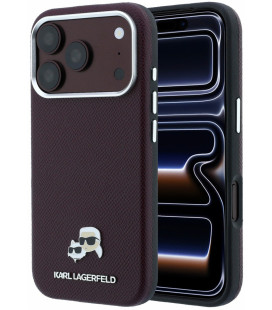 Raudonas dėklas Apple iPhone 18 Pro telefonui "Karl Lagerfeld PU Grained Semi Wrap K&CH Heads Magsafe Case"