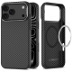 Juodas / sidabrinės spalvos dėklas Apple iPhone 17 Pro Max / 18 Pro Max telefonui "Tech-Protect ION Carbon Magsafe"
