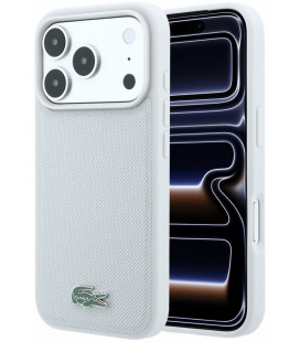 Pilkas dėklas Apple iPhone 18 Pro Max telefonui "Lacoste PVC Iconic Petit Pique Metal Logo MagSafe Case"