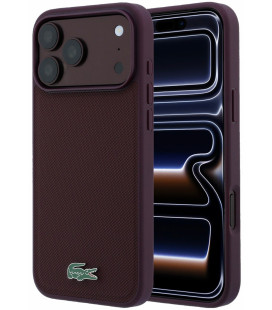 Raudonas dėklas Apple iPhone 18 Pro Max telefonui "Lacoste PVC Iconic Petit Pique Metal Logo MagSafe Case"