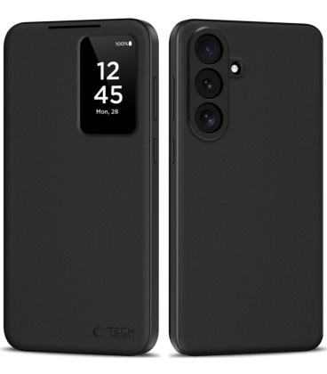 Matinis juodas atverčiamas dėklas Samsung Galaxy S26 FE telefonui "Tech-Protect Smart Wallet"
