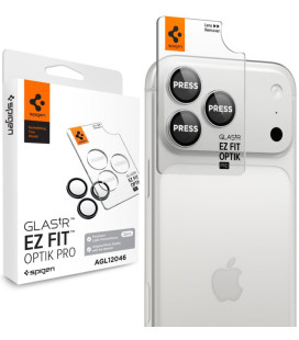 Sidabrinės spalvos kameros apsauga Apple iPhone 18 Pro / 18 Pro Max telefonui "Spigen Optik PRO Glas.TR EZ Fit 2-Pack"