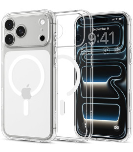 Skaidrus (baltas) dėklas Apple iPhone 17 Pro / 18 Pro telefonui "Spigen Ultra Hybrid Magsafe"